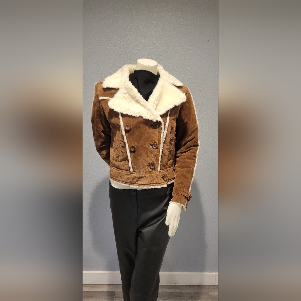 Wilsons Leather Tan and Cream Teddy Jacket - Picture 8 of 16